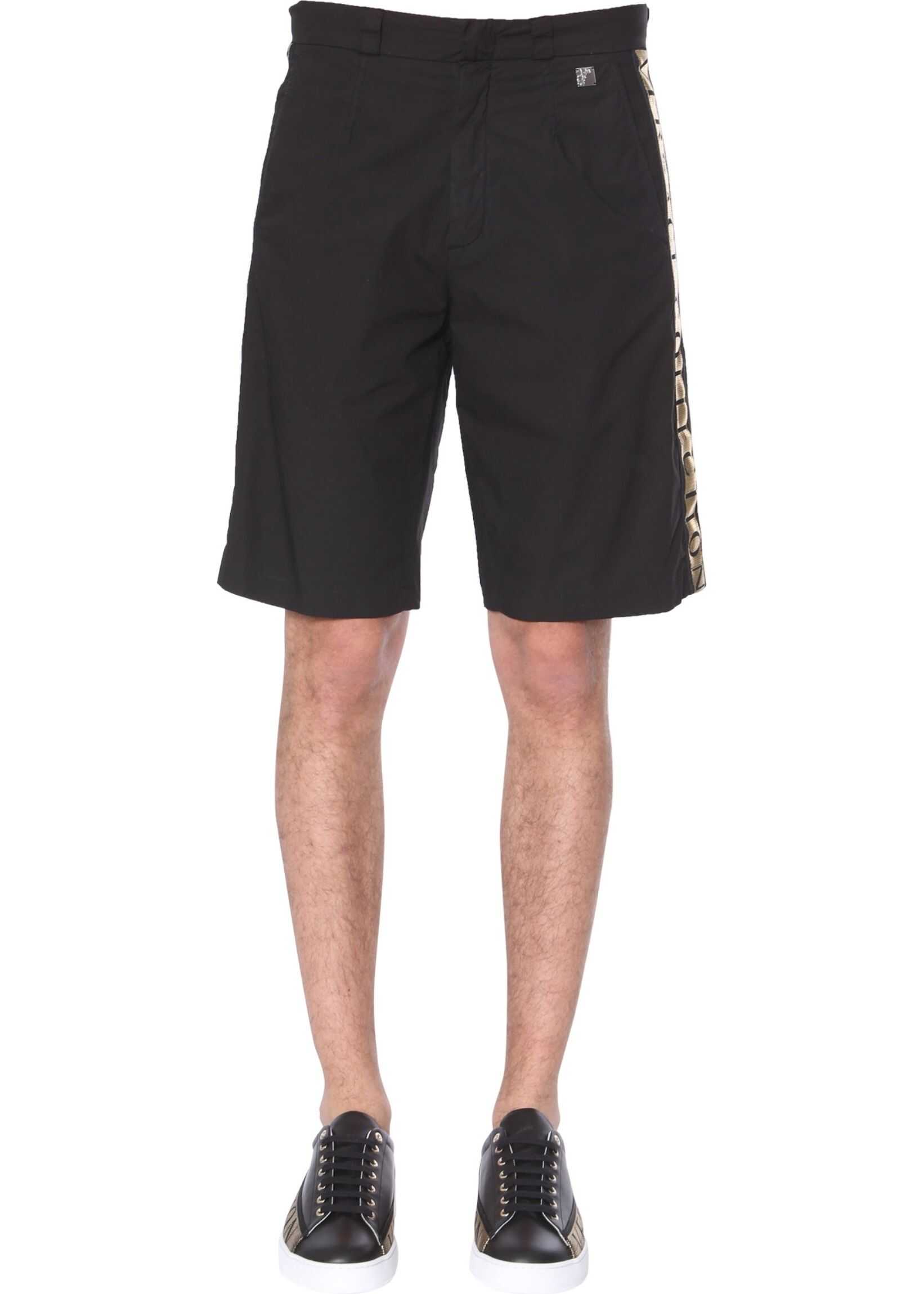 Versace Collection Shorts With Laminated Band Logo BLACK