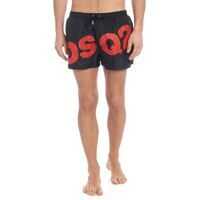 Bermude Black Swimsuit With Red Maxi Logo Barbati