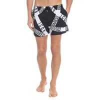 Bermude Black Swimsuit With Logo Prints Barbati