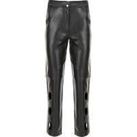 Pantaloni casual Faux Leather Trousers With Cut-Outs And Zips Femei