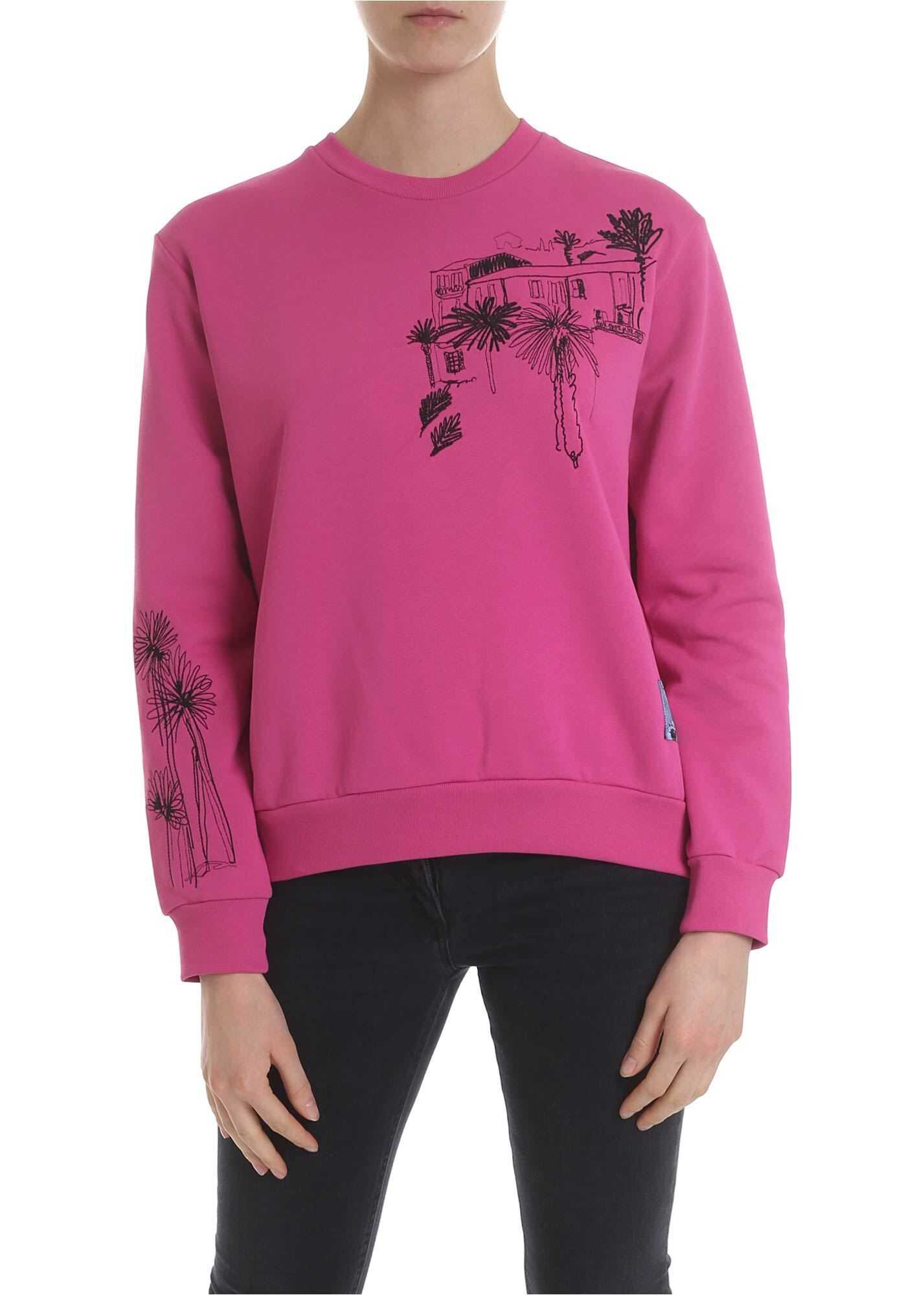 Paul Smith Sweatshirt In Fuchsia With Contrasting Embroidery Fuchsia
