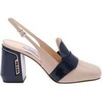 Pantofi cu toc Slingback In Nude And Blue Leather Femei