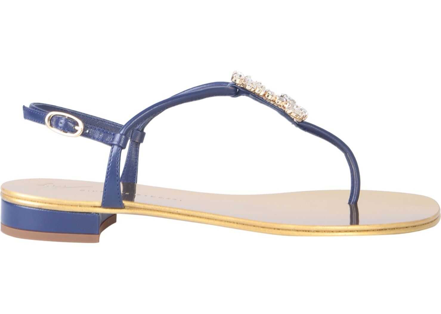 Giuseppe Zanotti Crystal Anchor Flip-Flops BLUE