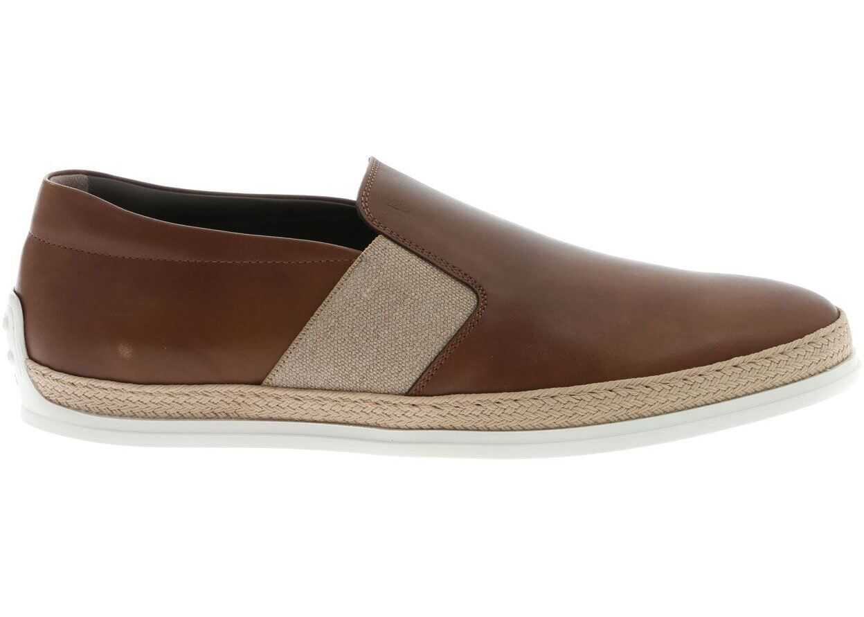 TOD'S Slip-On In Brown With Rope Effect Insert Brown