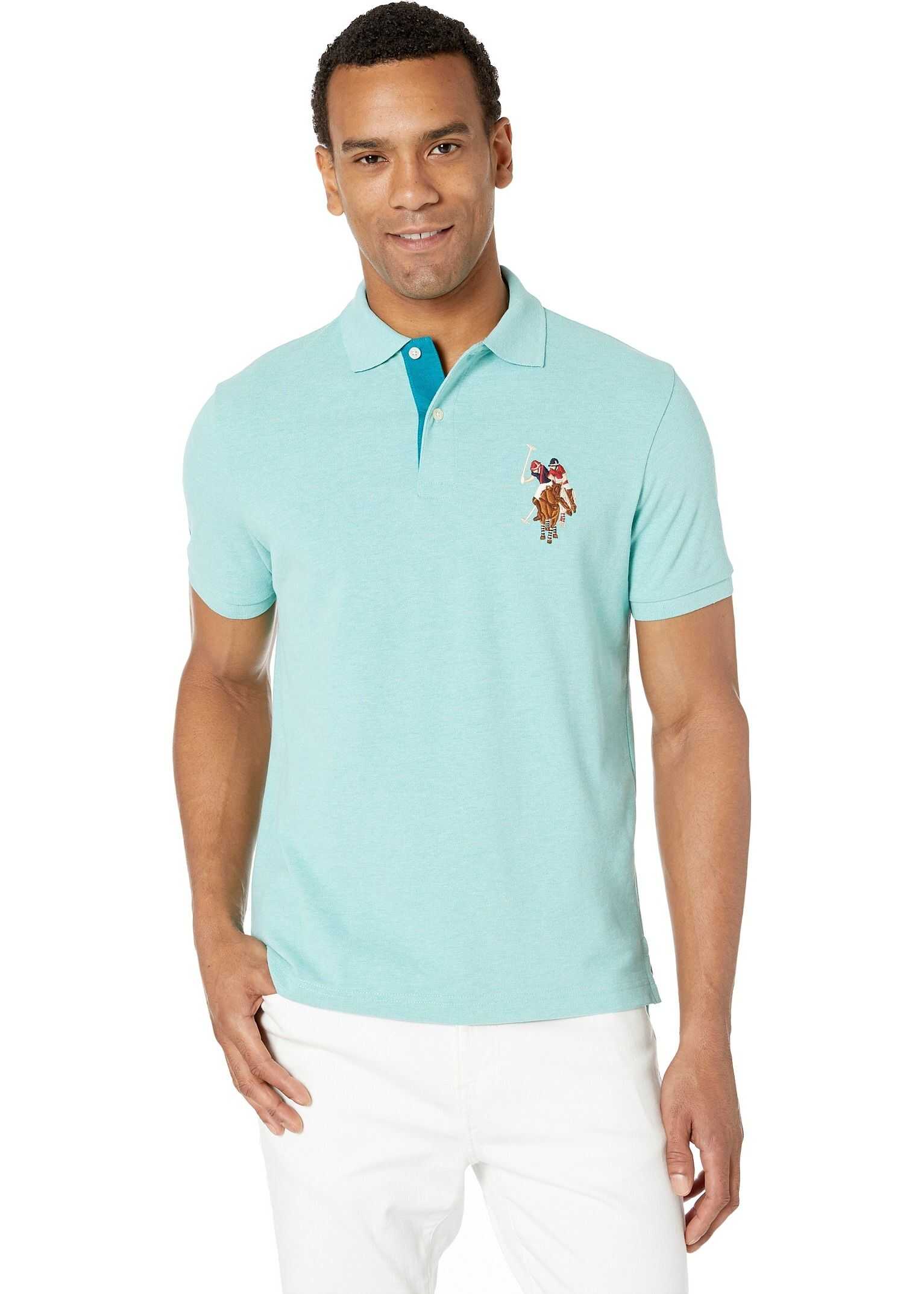 U.S. POLO ASSN. Pique Polo w/ Multicolor DHM Jade Green Heather