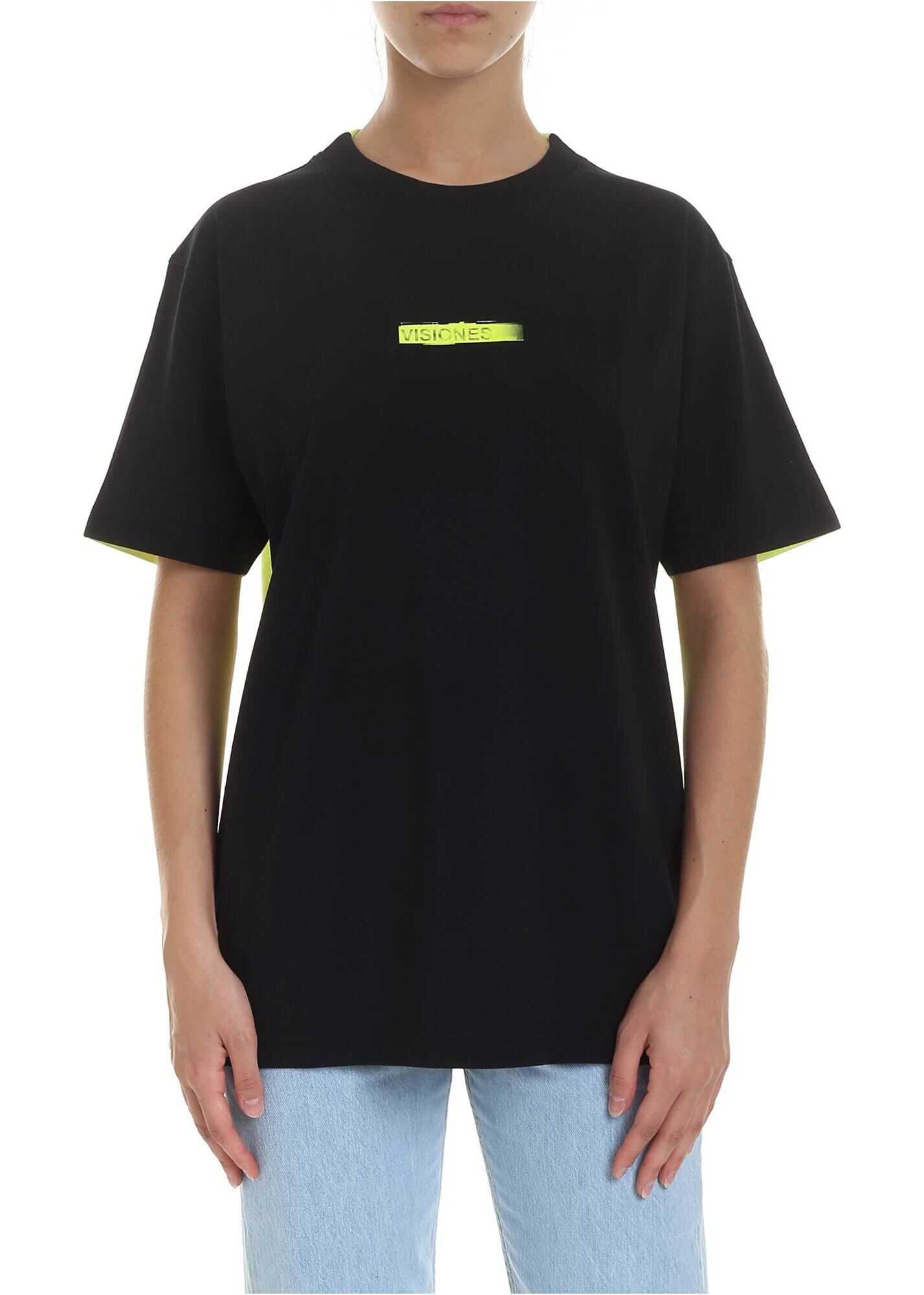 Marcelo Burlon Peligro T-Shirt In Black And Fluo Yellow Black