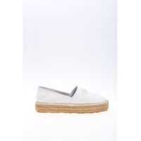 Espadrile Espadrillas In White With Golden Logo Femei