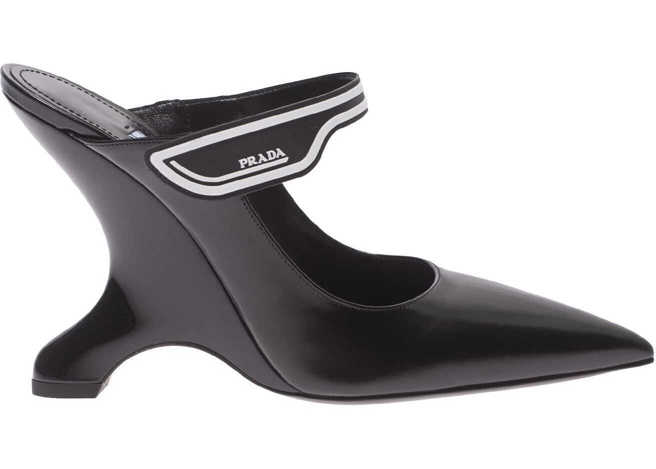 Prada Pointy Mules In Black Leather Black