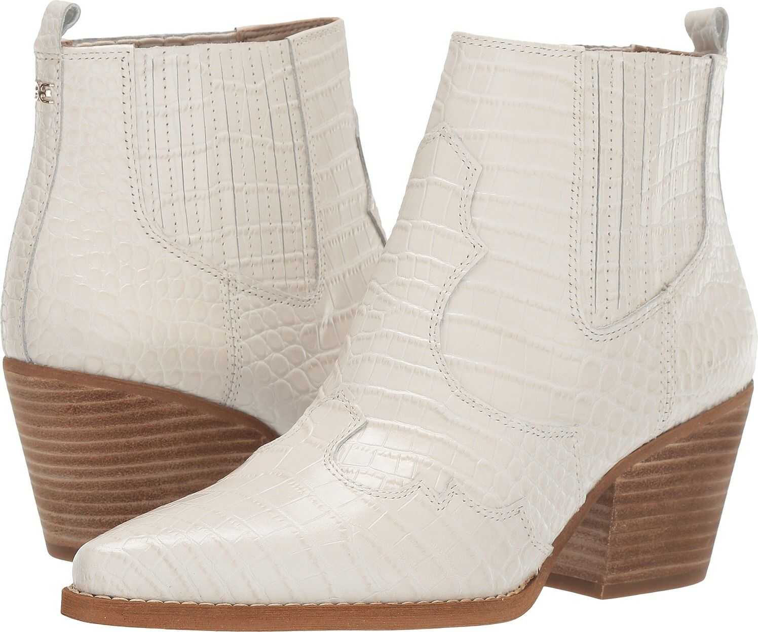 Sam Edelman Winona Modern Ivory Kenya Croco Embossed Leather