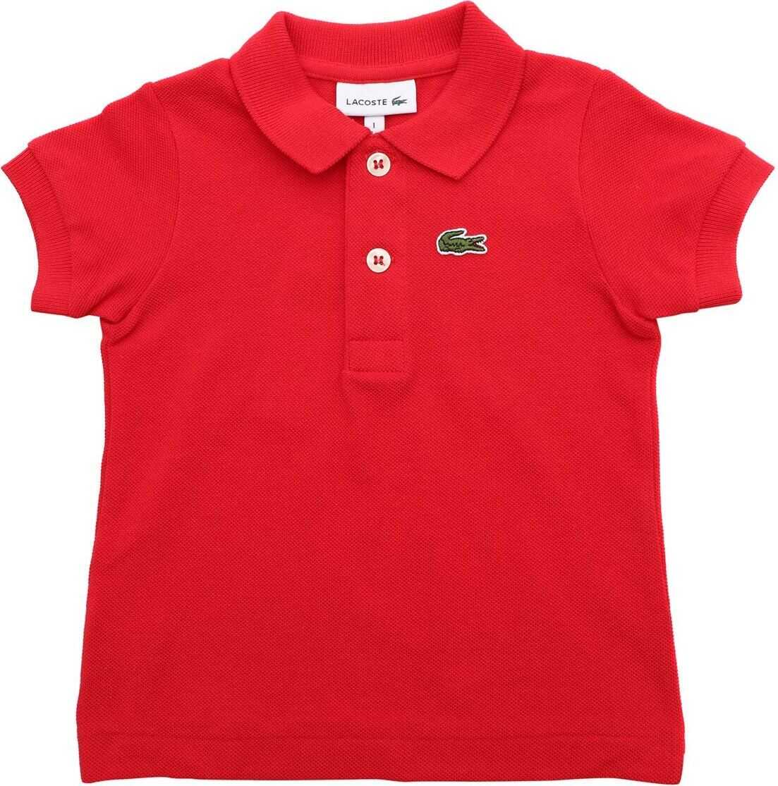 Lacoste Polo In Red With Lacoste Patch Red