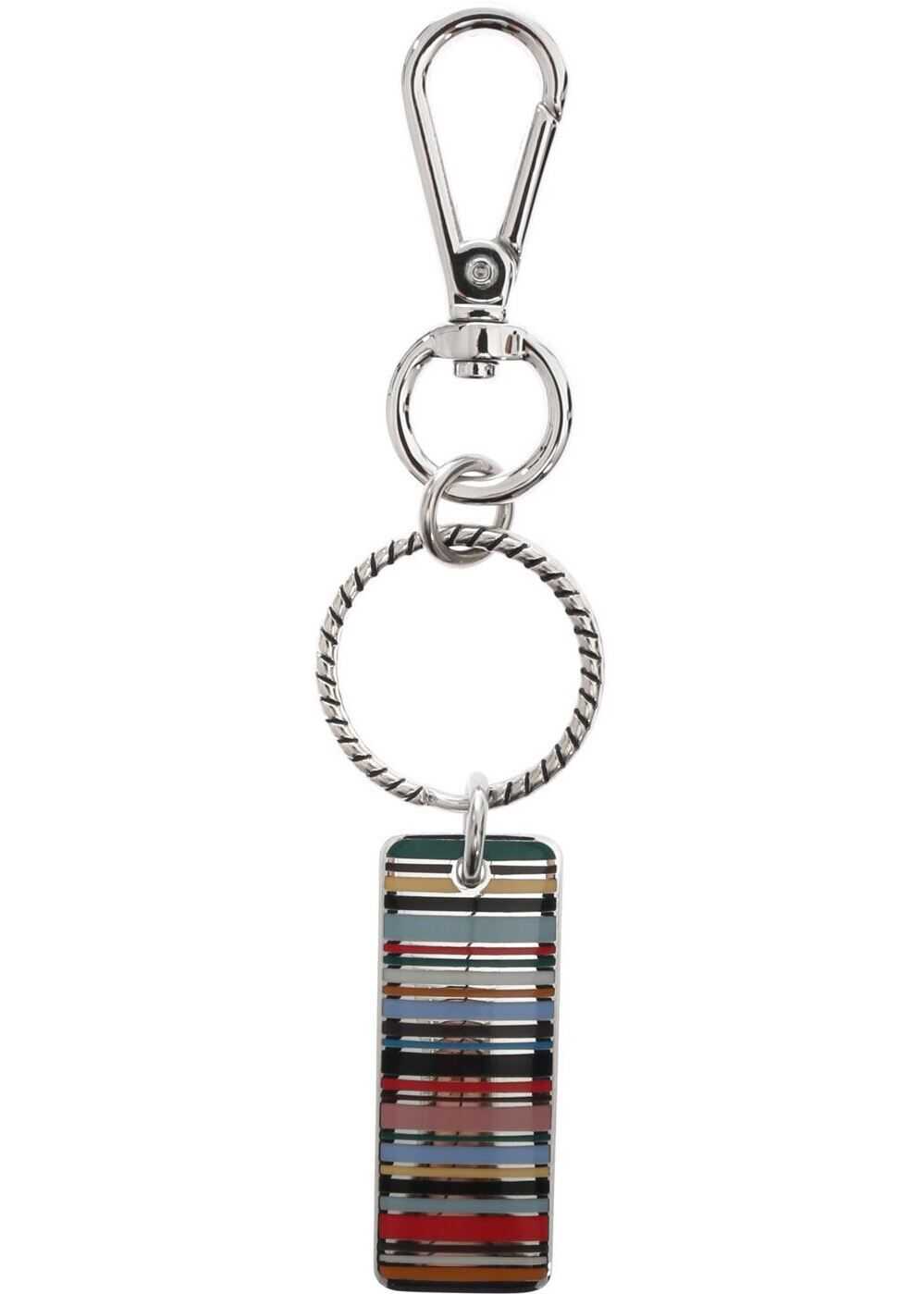 Multicolor Striped Tag Key Ring