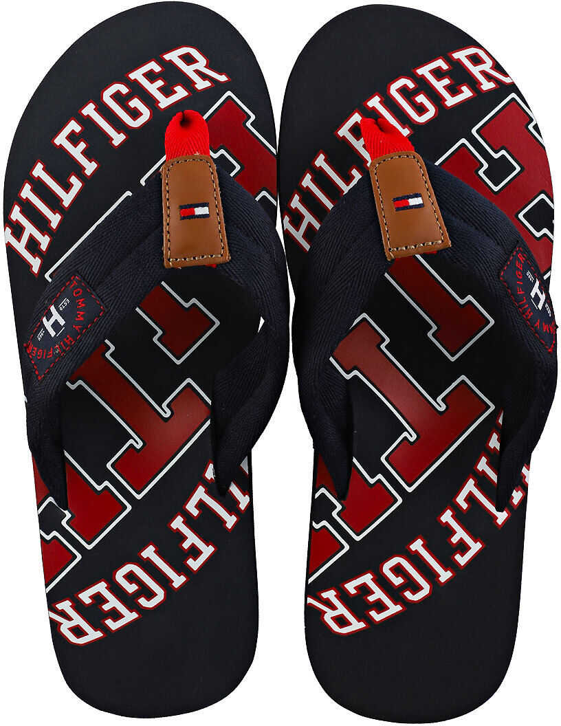 Tommy Hilfiger Essential Beach Sandal Flip Flops In Navy Red Blue