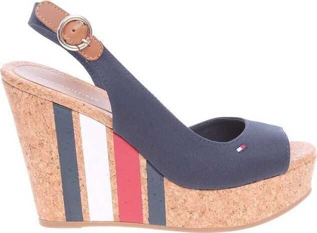 Sandala Tommy Hilfiger Wedge With Printed Stripes Midnight FW0FW02794403 ALBASTRU MARIM