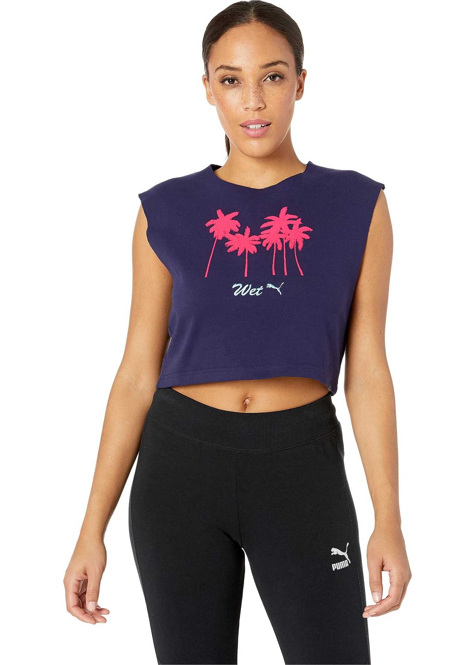 PUMA Sleeveless Crop Top Evening Blue