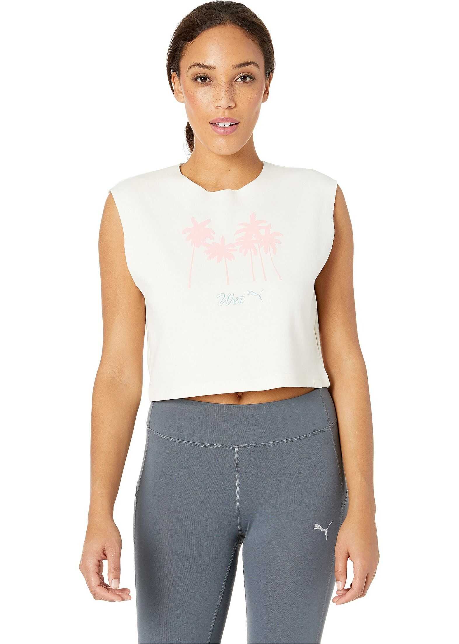 PUMA Sleeveless Crop Top Vanilla Ice