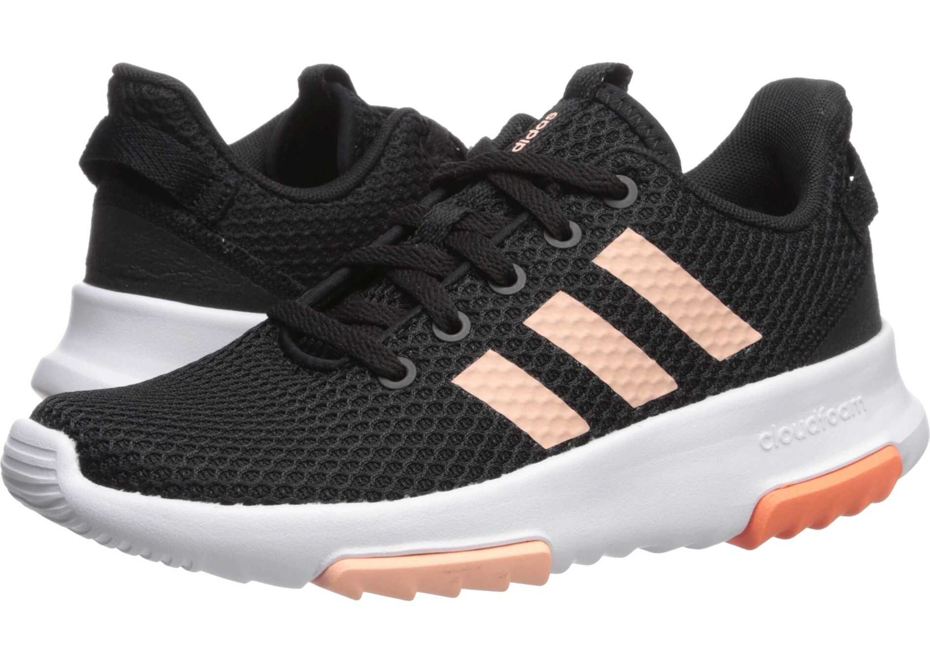 adidas Kids Cloudfoam Racer TR (Little Kid/Big Kid) Core Black/Glow Pink/Semi Coral