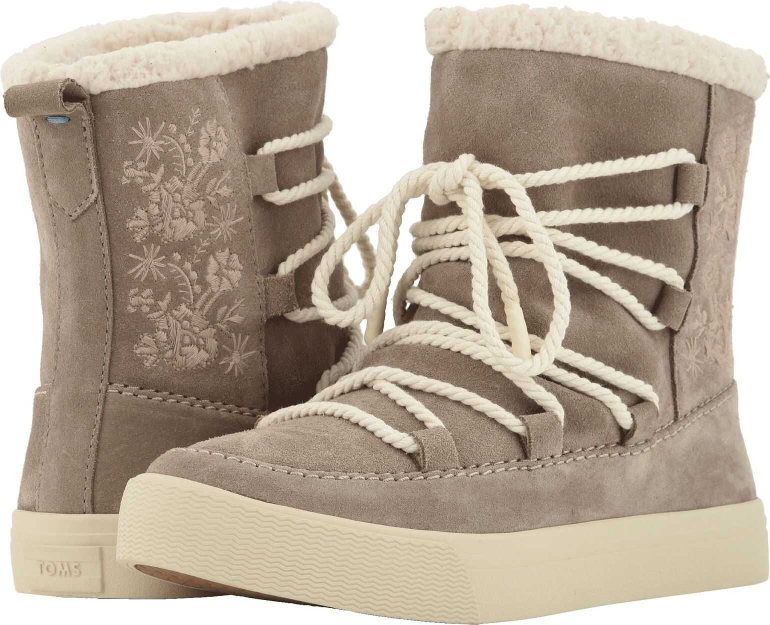 Cizma TOMS Alpine Water-Resistant Boot Desert Taupe Suede/Faux Sherling