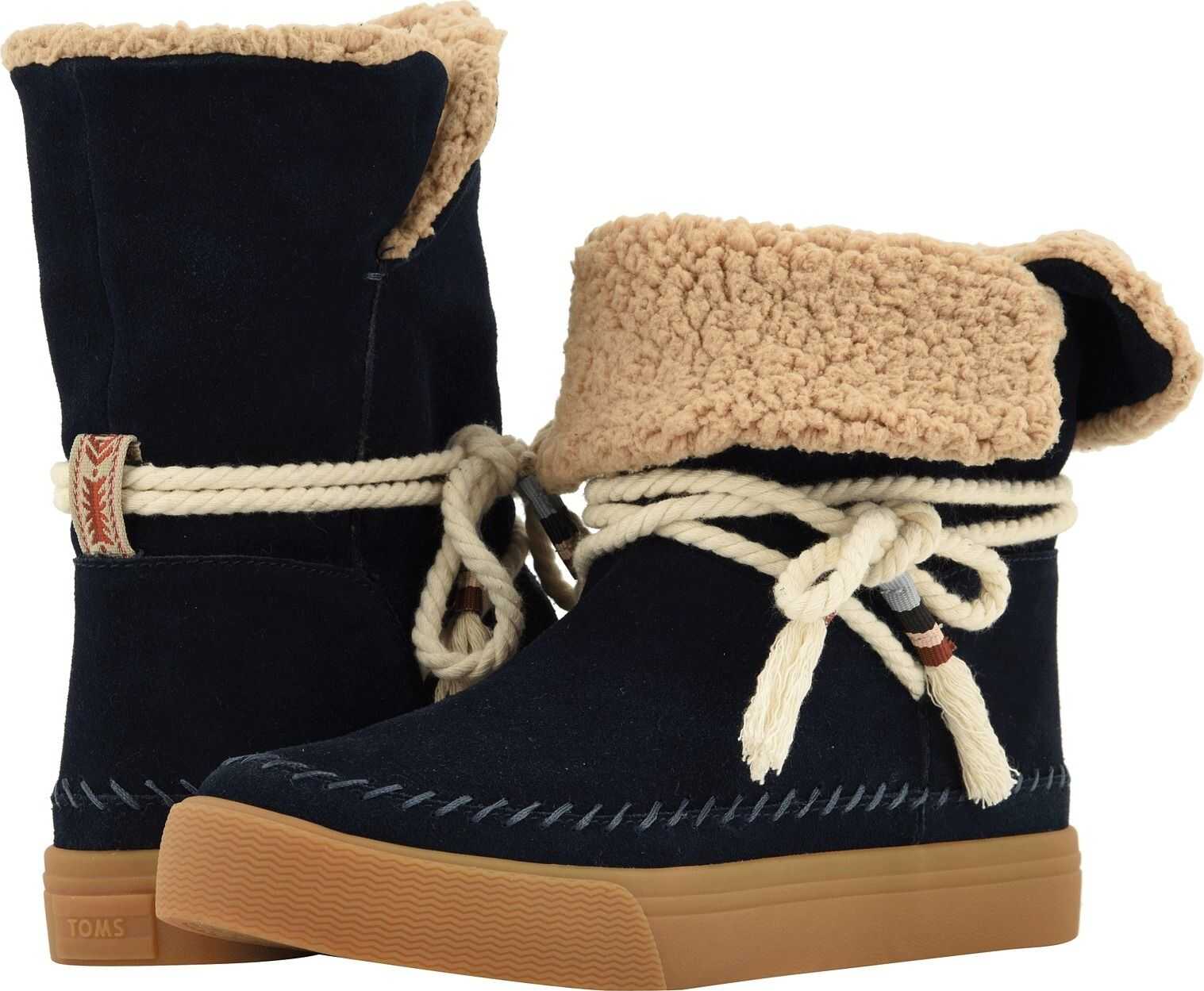 Cizma TOMS Vista Water-Resistant Boot Navy Suede/Faux Shearling