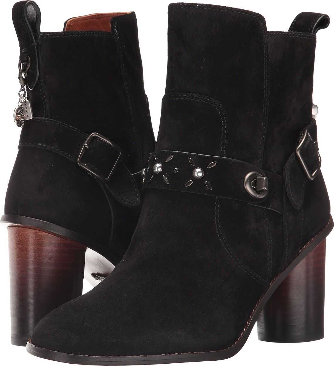 COACH Moto Heel Bootie Black Rivets