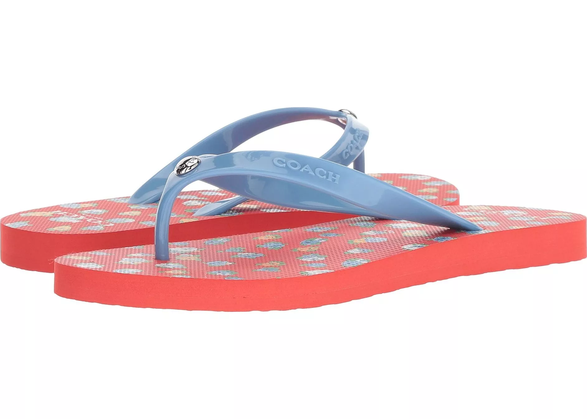 COACH Flip-Flop Red Multi Floral Rubber