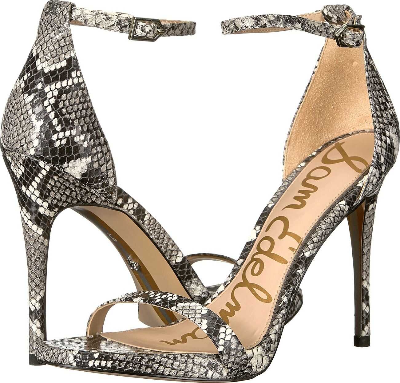 Sam Edelman Ariella Strappy Sandal Heel Black/White Exotic Snake Print Leather
