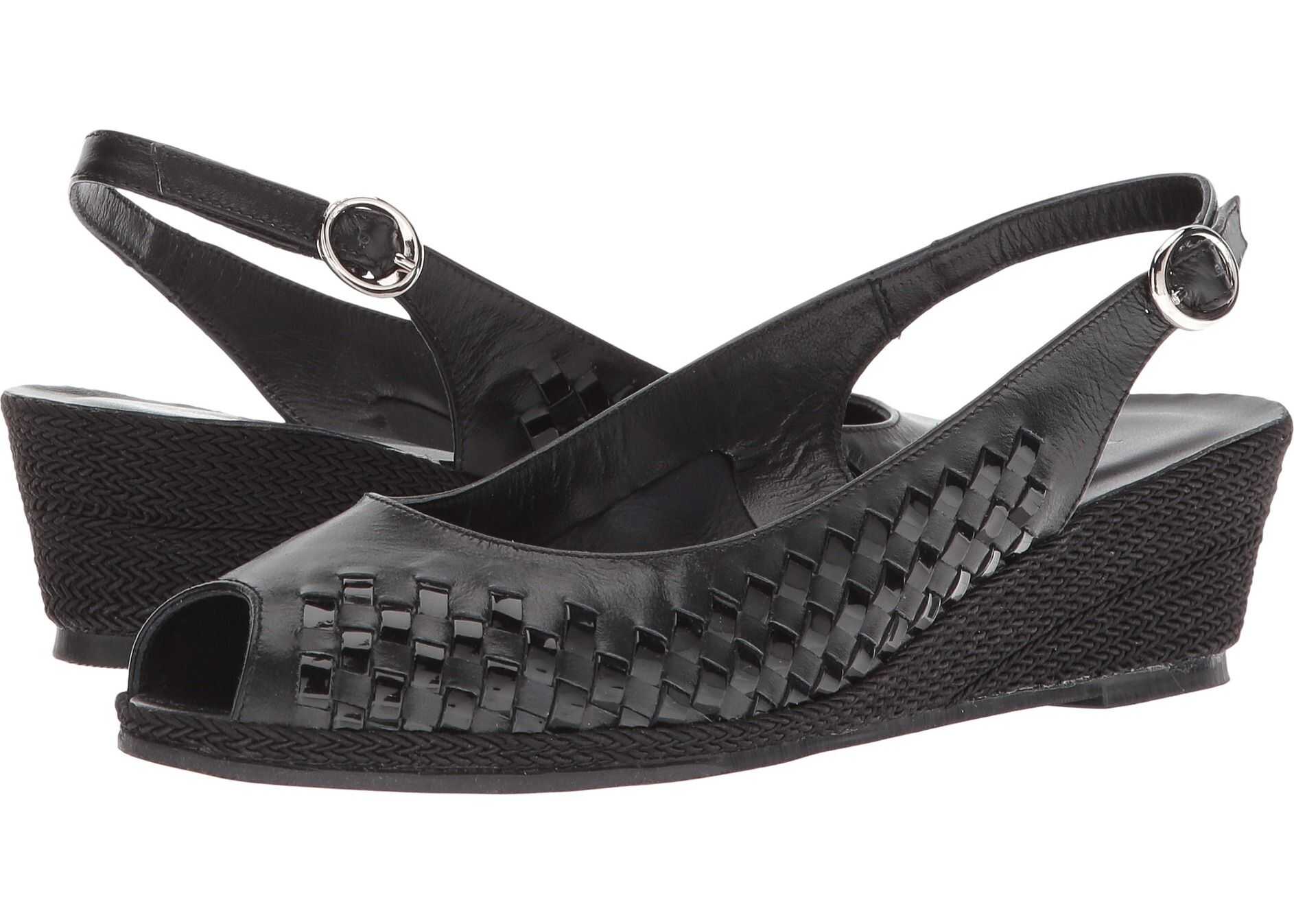 Pantof Sesto Meucci Mantie Black Nappa/Black Patent/Black Rope