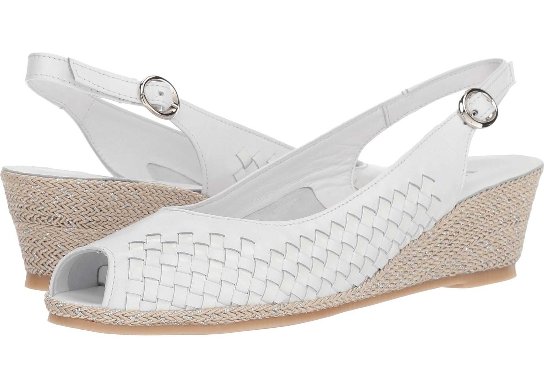Sesto Meucci Mantie White Nappa/White Patent/Beige/Silver Rope