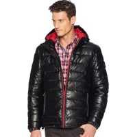 Geci de iarna Faux Leather Faux Down Jacket Barbati
