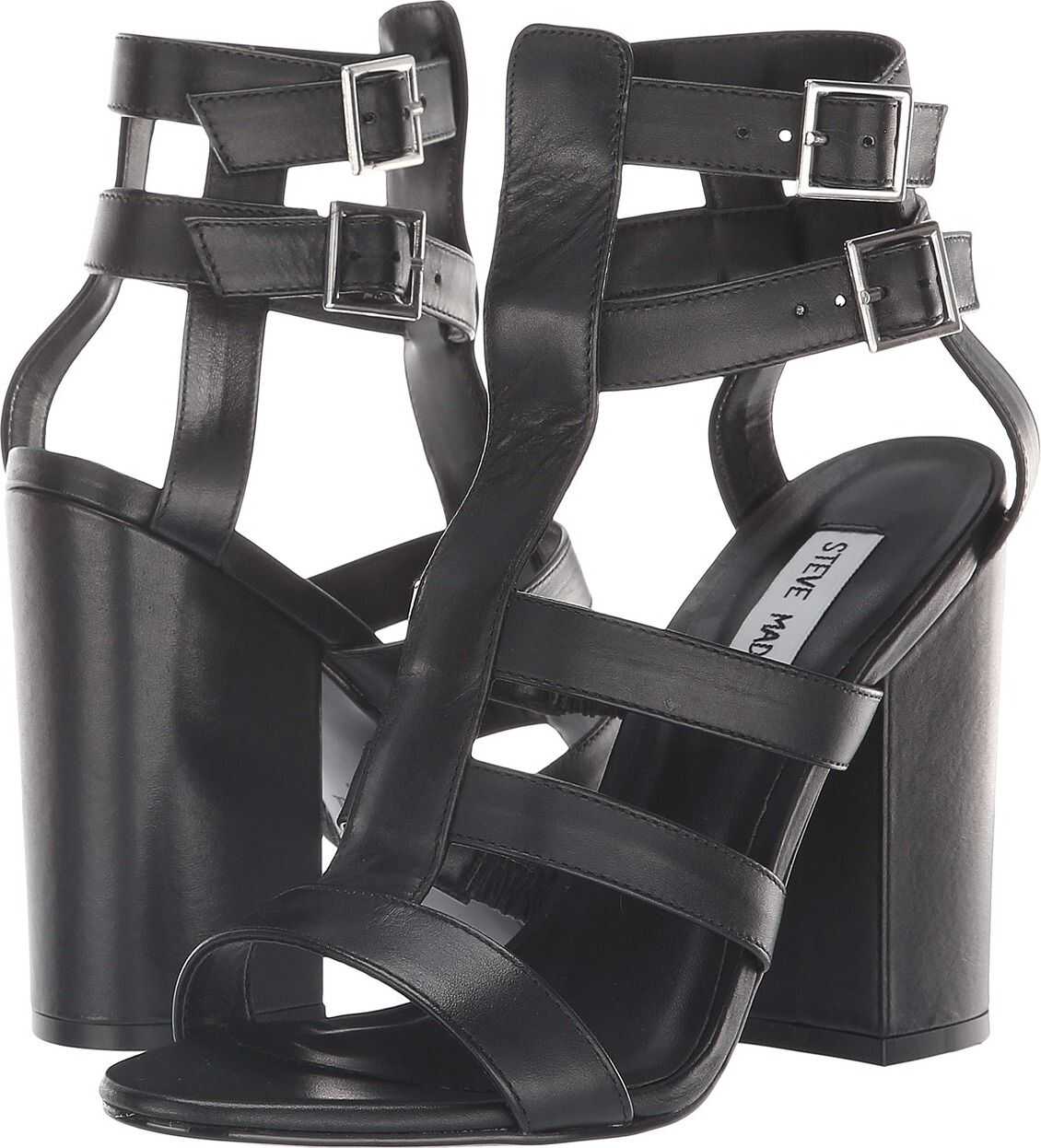 Steve Madden Francine Heeled Sandal Black Leather