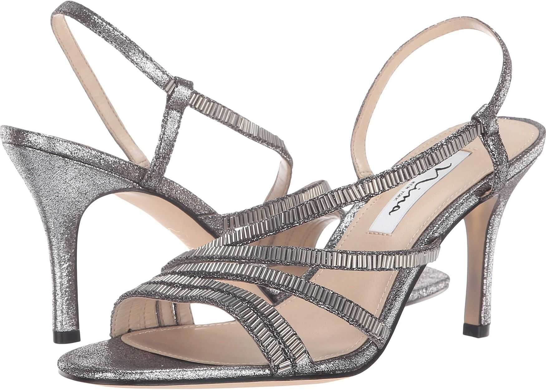 Nina Amani Gunmetal Metallic Fabric