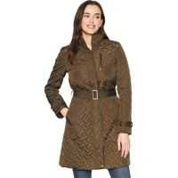 Geci de iarna Belted Signature Quilt Zip Front Coat with Trapunto Stitching Details Femei