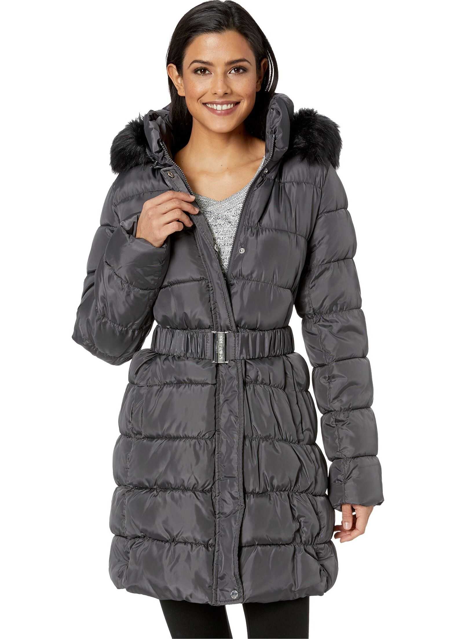 Via Spiga 3/4 Long Hooded Puffer Steel