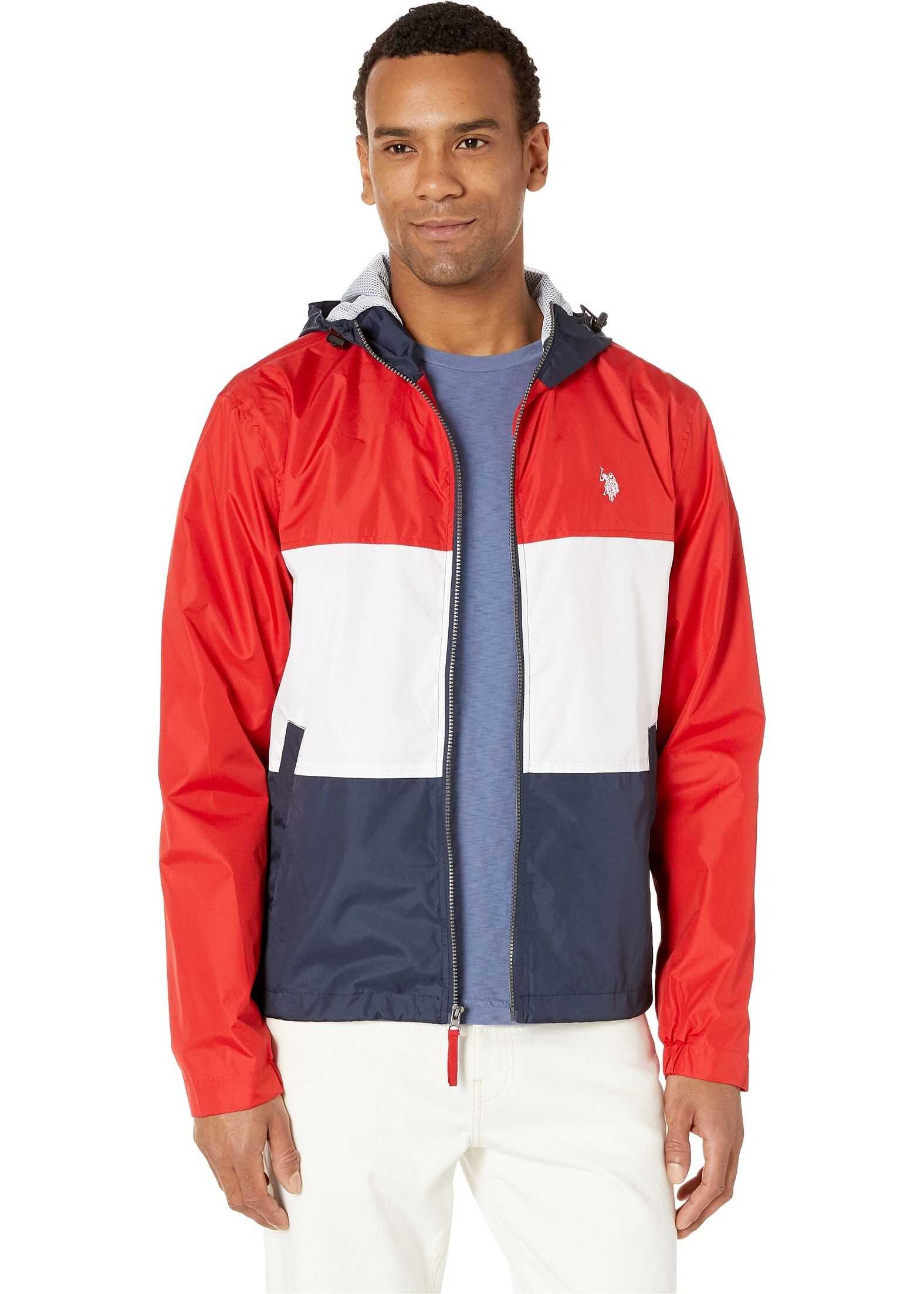 Tricolor Block Hooded Windbreaker