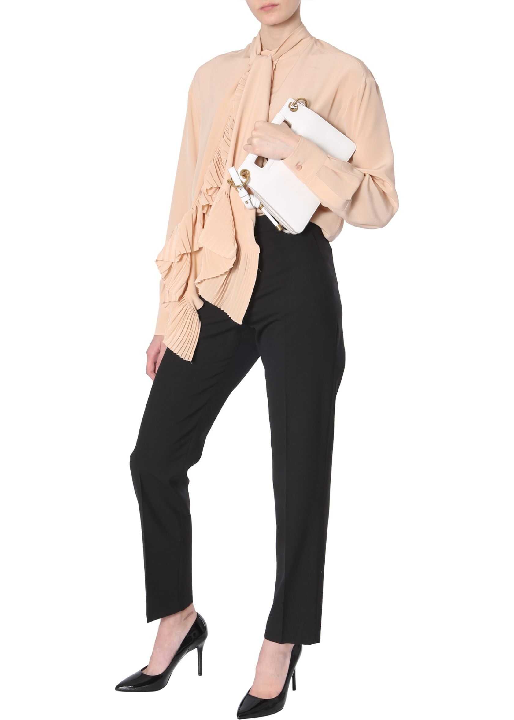 Shirt With Plissé Scarf Collar