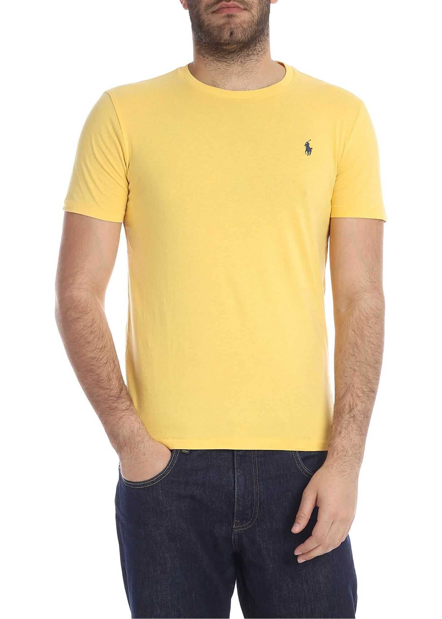 Ralph Lauren T-Shirt In Yellow With Blue Logo Embroidery Yellow