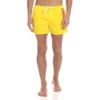 Bermude Yellow Boxer Swimsuit With Fuchsia Logo Barbati