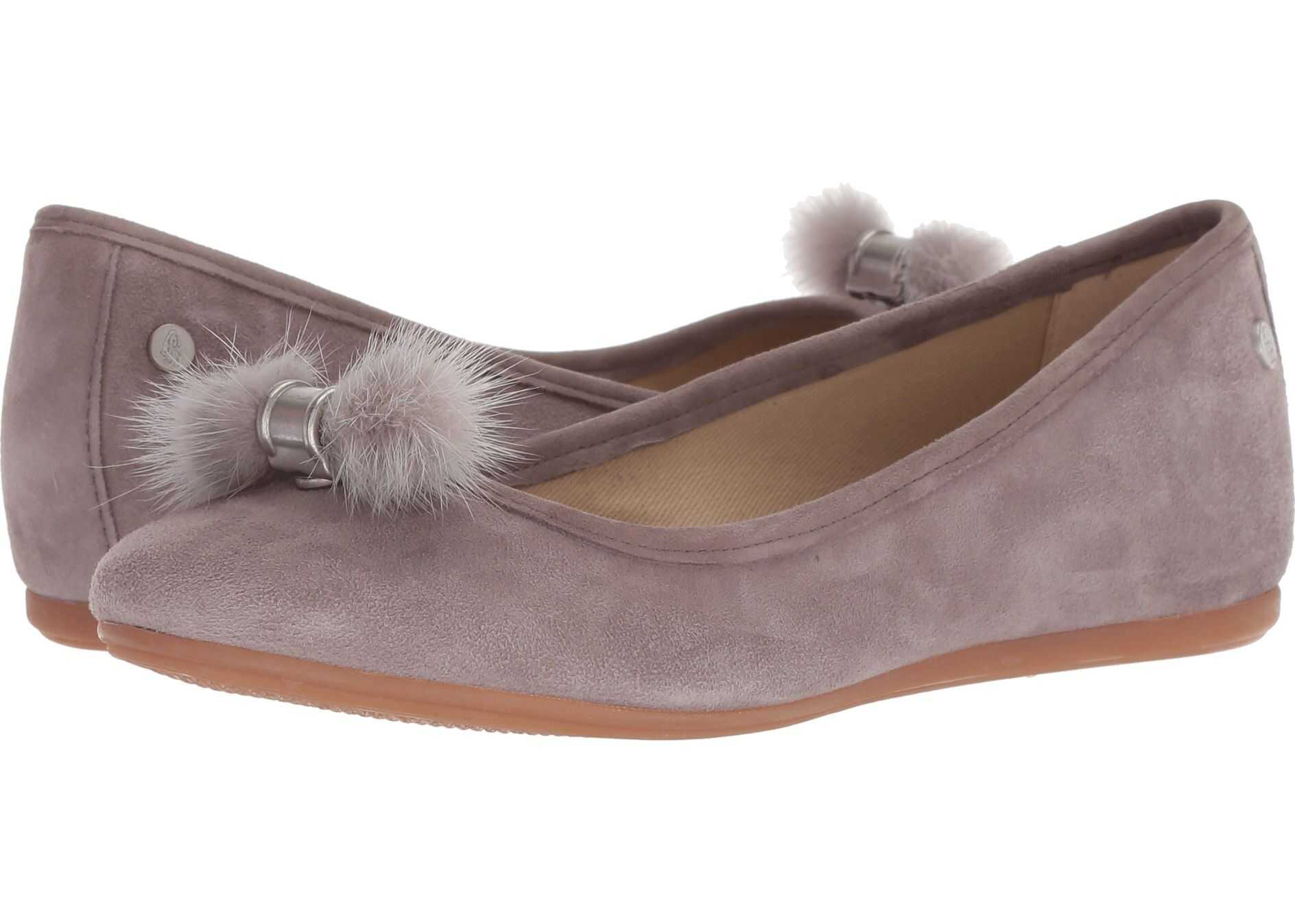 Balerin Hush Puppies Heather Puff Ballet Dark Taupe Suede