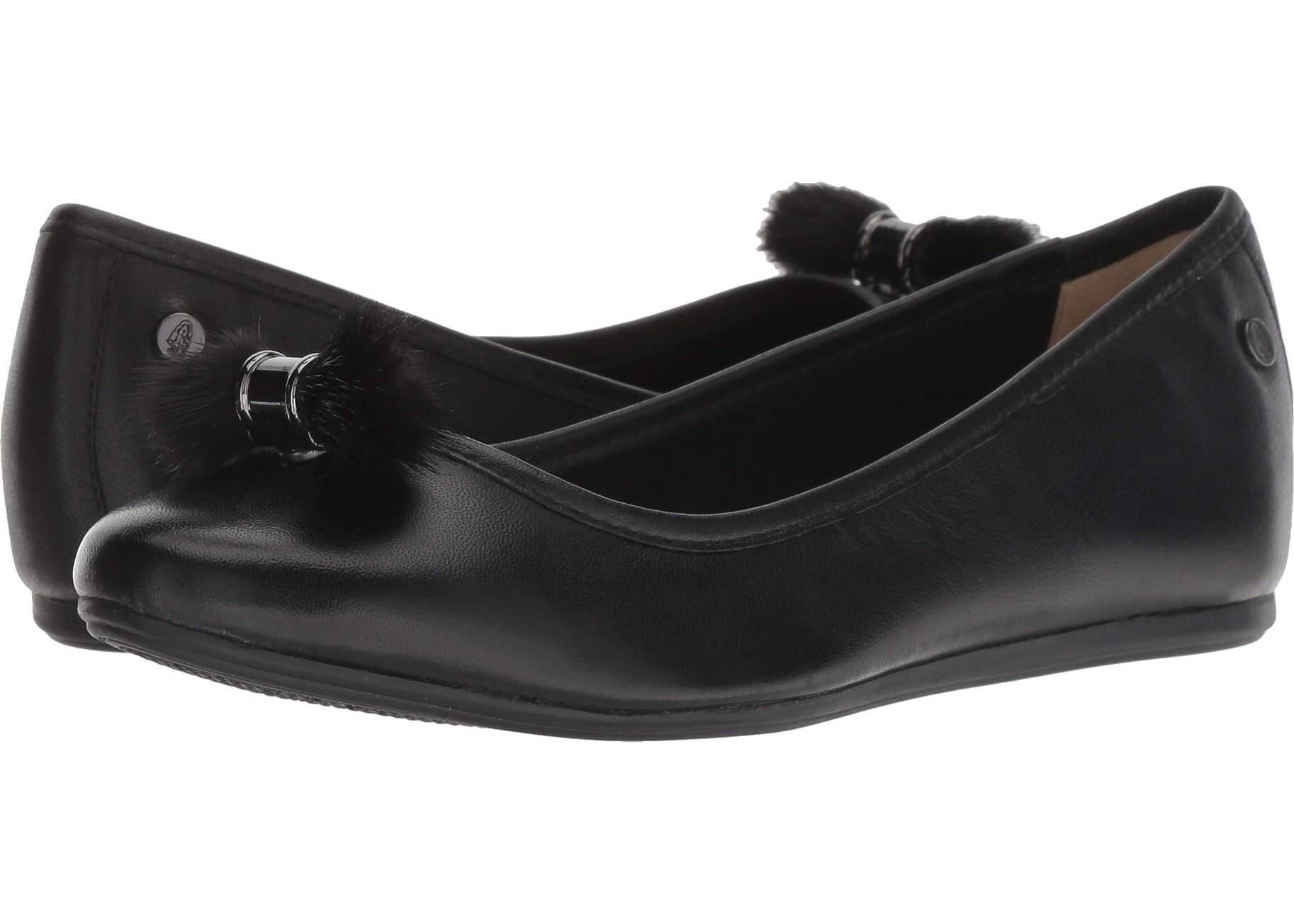 Balerin Hush Puppies Heather Puff Ballet Black Leather