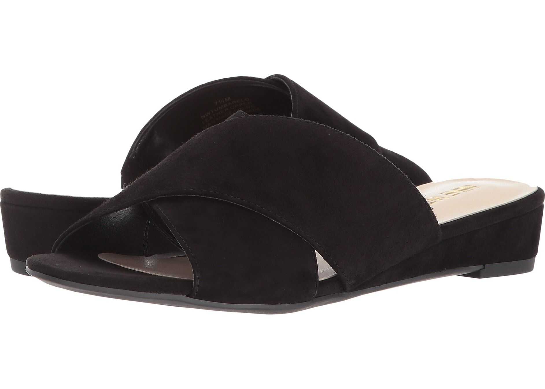 Nine West Tumbarelo Slide Sandal Black Isa Suede