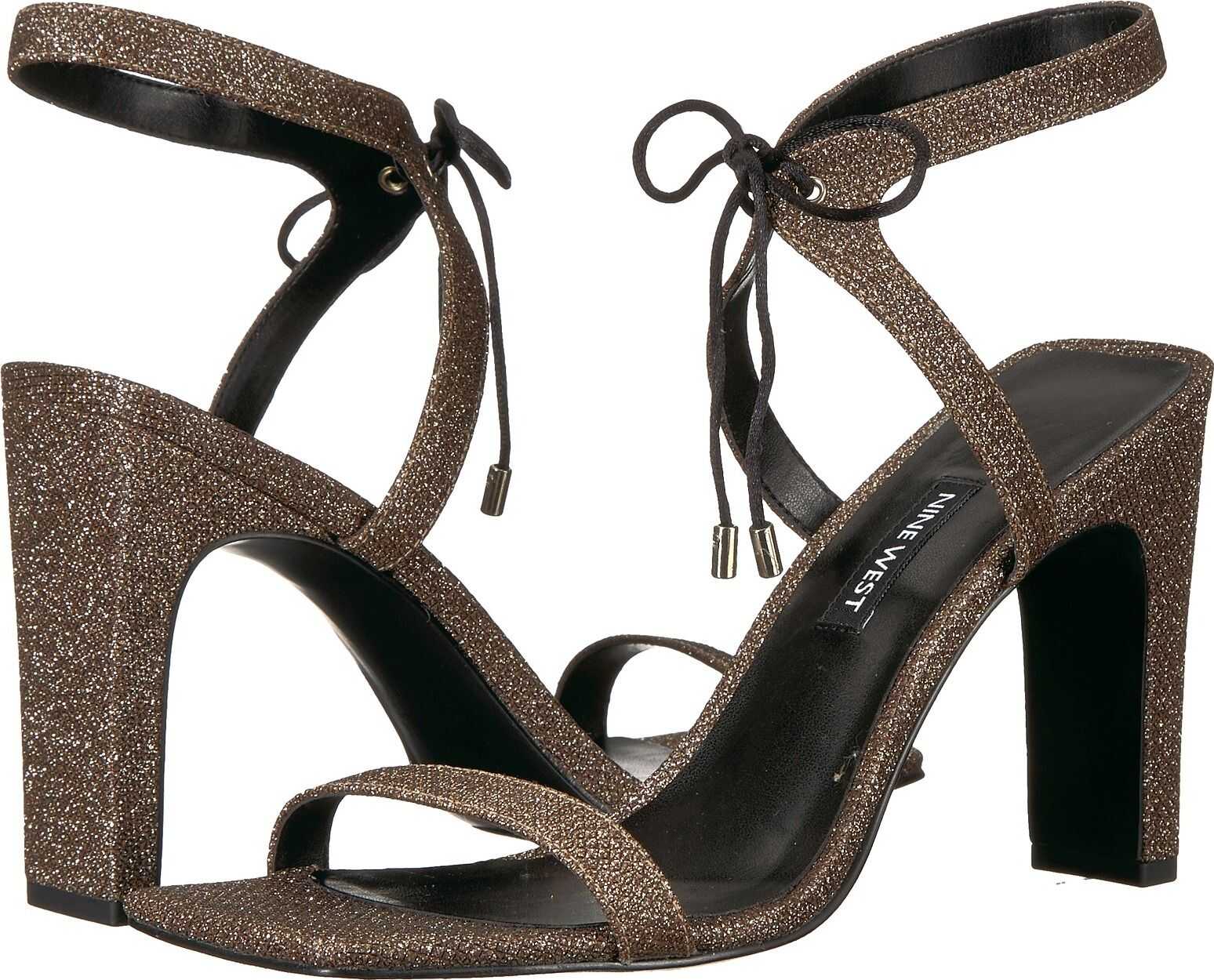 Nine West Longitano Heel Sandal Black Natural Fabric