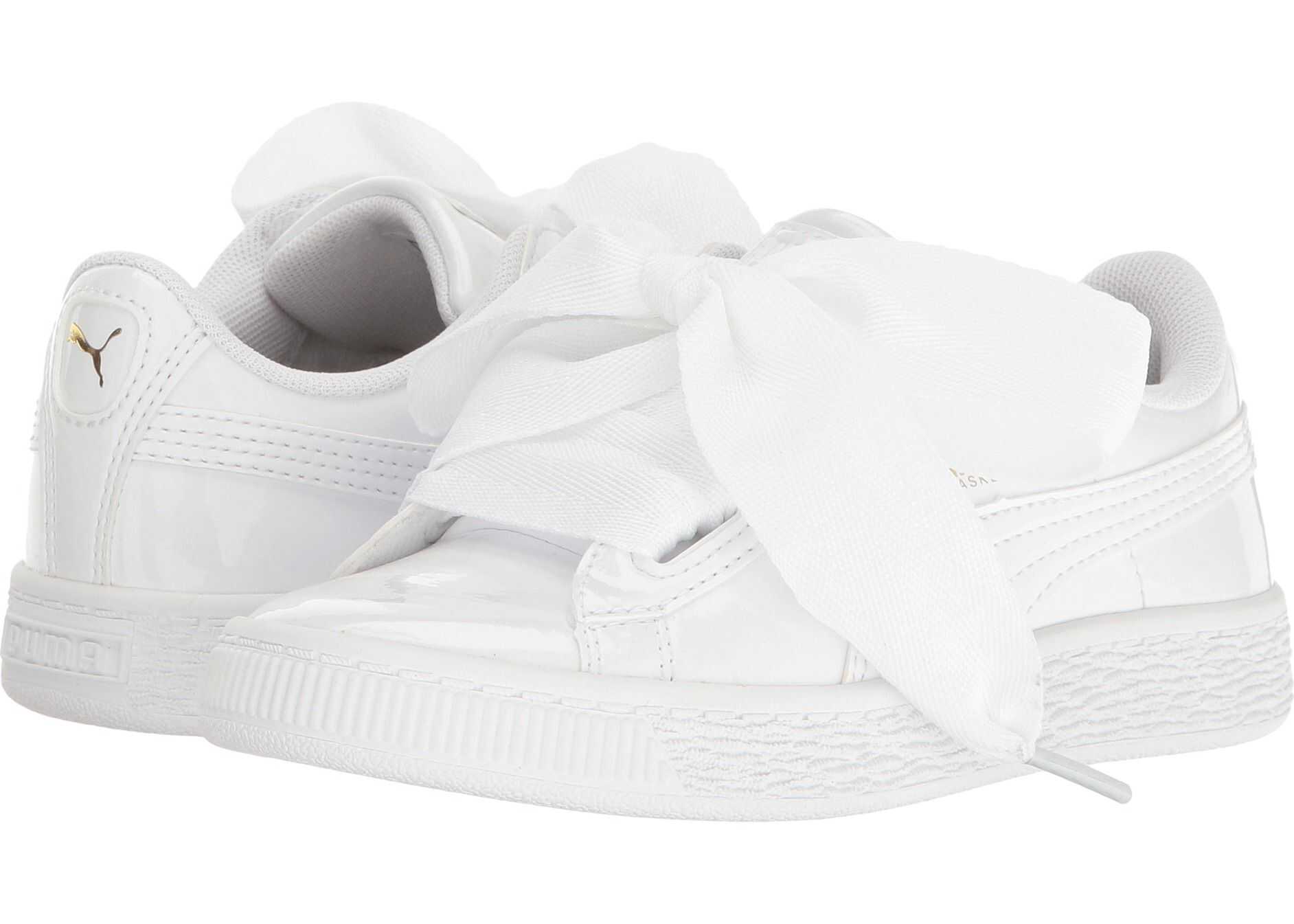 Puma Kids Basket Heart Patent (Little Kid/Big Kid)* Puma White/Puma White