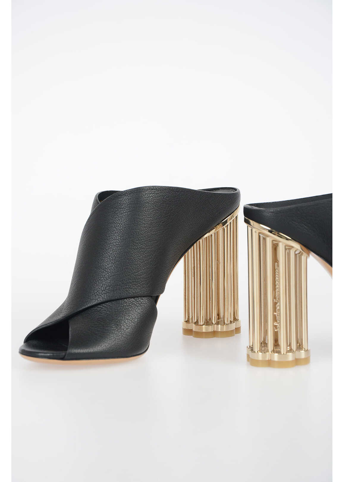 Salvatore Ferragamo 10cm Leather ABRIOLA Sandals BLACK