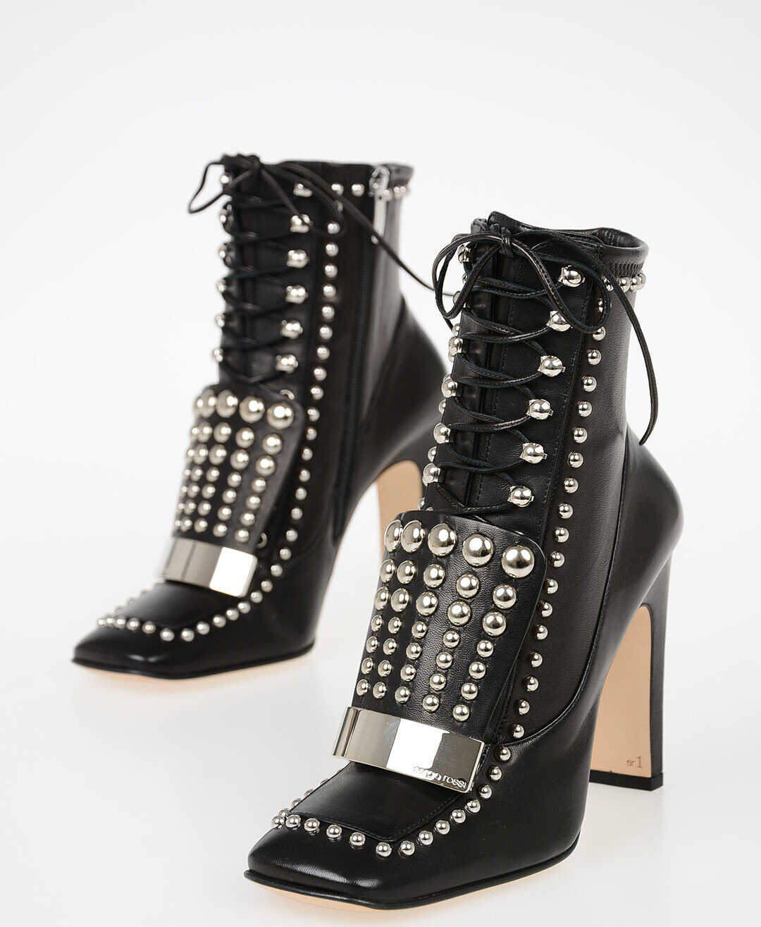 Sergio Rossi 11cm Ankle Boots with Studs BLACK