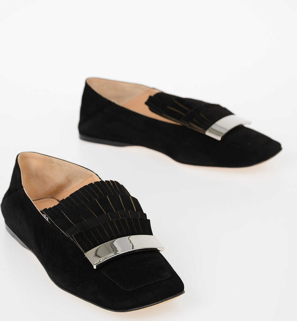 Sergio Rossi Suede Leather Loafers BLACK
