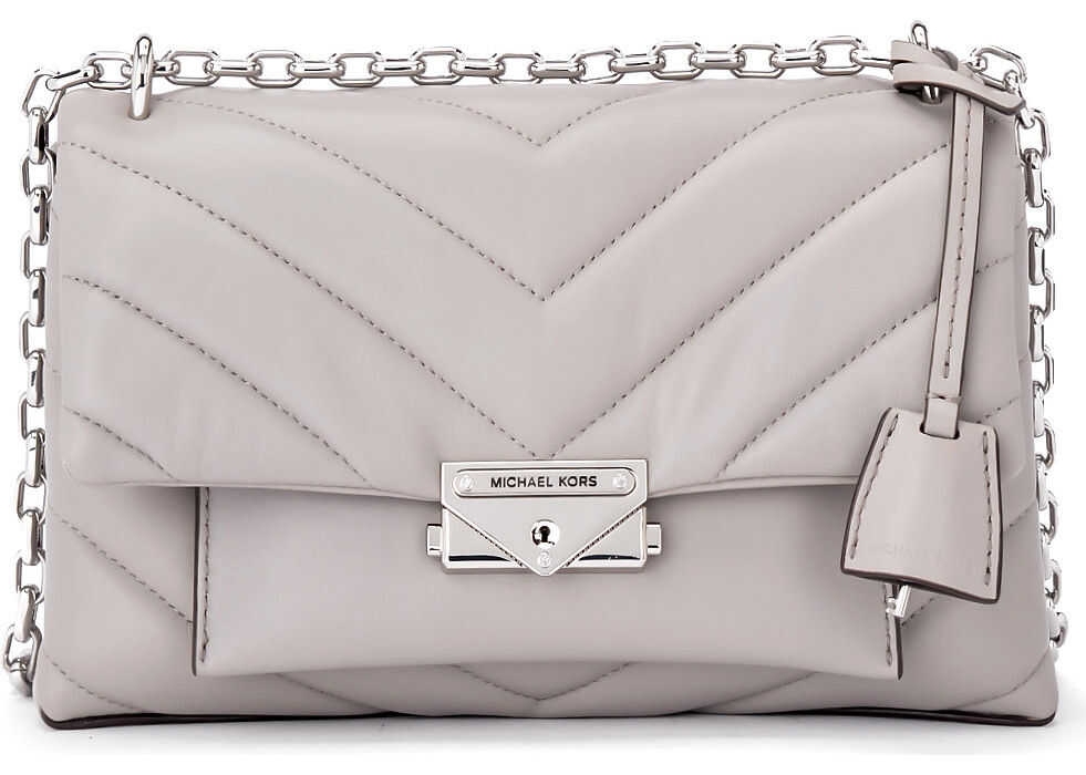 Michael Kors Cece Medium Shoulder Bag In Pearl Gray Quilted Leather Grey