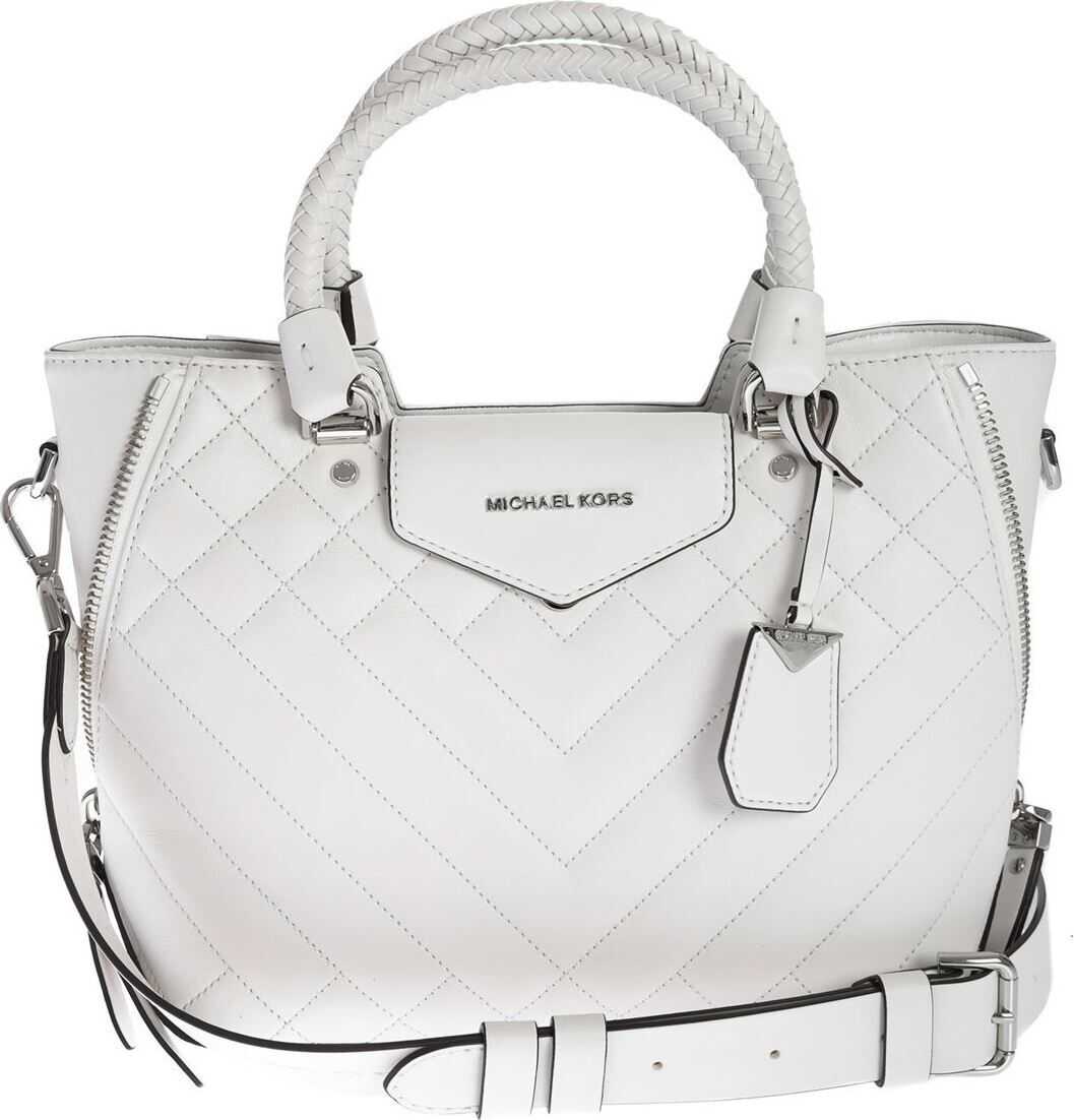 Michael Kors Bakley Handbag In White Leather White