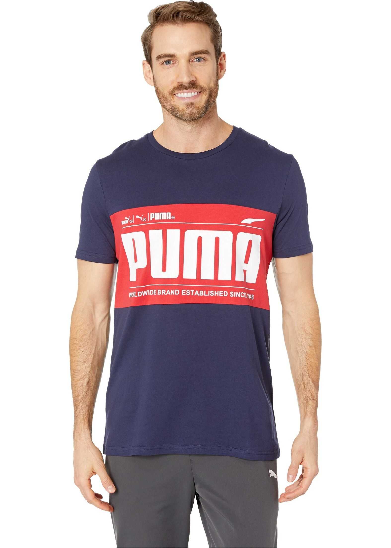 PUMA Graphic Logo Block Tee* Peacoat