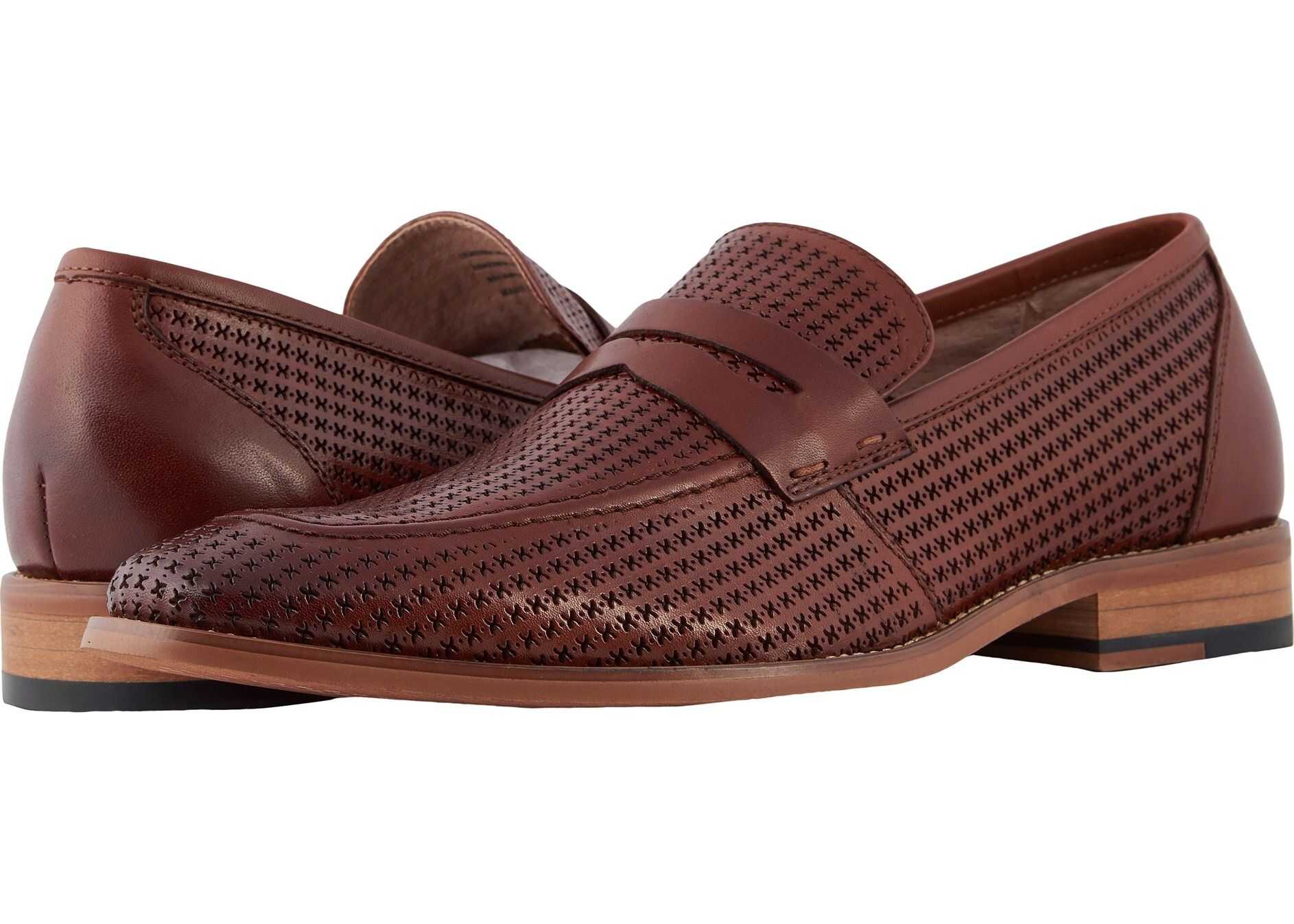 Stacy Adams Belfair Moc Toe Slip On Loafer Cognac