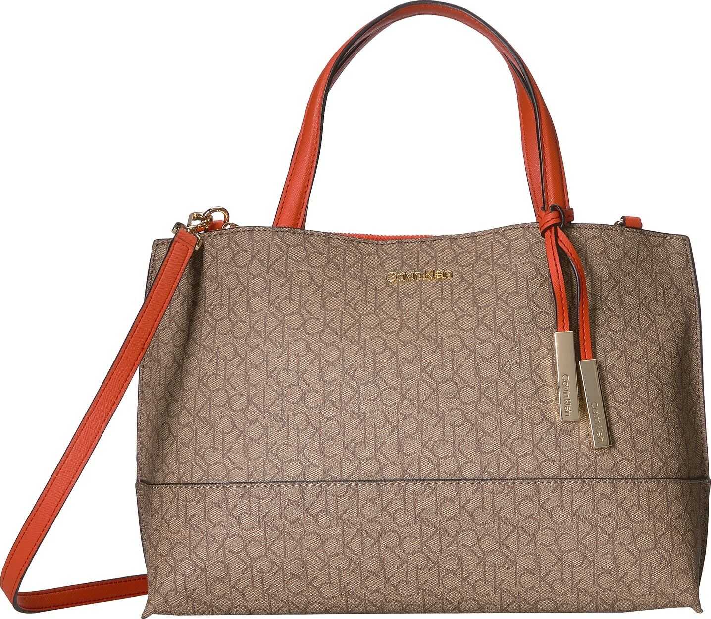 Calvin Klein Signature East/West Key Item Satchel Khaki/Brown/Sunset