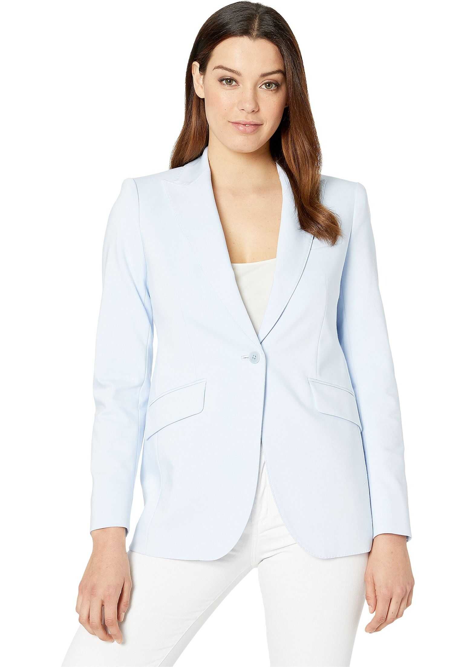 Anne Klein Double Weave Long Jacket Blue Ridge